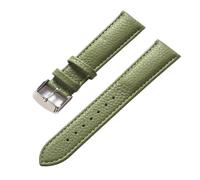 AZSHIW Compatible con correa de piel de vaca de primera capa de grano de Litchi, correa de reloj de cuero azul con hebilla de vaca suave y suave for hombres y mujeres, accesorios de 20 mm(Olive green,