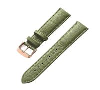 AZSHIW Compatible con correa de piel de vaca de primera capa de grano de Litchi, correa de reloj de cuero azul con hebilla de vaca suave y suave for hombres y mujeres, accesorios de 20 mm(Olive green