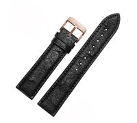 AZSHIW Compatible con correa de reloj de 18 mm, 20 mm, 21 mm, 22 mm, correa de cuero de avestruz, universal, compatible con correa de reloj Tissot Omega Plum, negro y verde(Black-rose gold A,21mm)