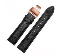 AZSHIW Compatible con correa de reloj de 18 mm, 20 mm, 21 mm, 22 mm, correa de cuero de avestruz, universal, compatible con correa de reloj Tissot Omega Plum, negro y verde(Black-rose gold B,22mm)