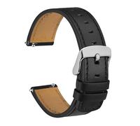 AZSHIW Compatible con correa de reloj de cuero 18 mm 19 mm 20 mm 21 mm 22 mm Reemplazo de pulsera de liberación rápida Compatible con hombres Negro Marrón Albaricoque(Black-Silver Buckle,19mm)
