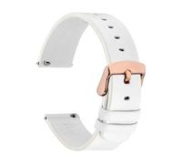 AZSHIW Compatible con correa de reloj de cuero granulado, correa de reloj suave de 18mm, 20mm, 22mm, con hebilla de oro rosa inoxidable for Unisex(White,20mm)
