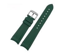AZSHIW Compatible con correa de reloj de extremo curvado de 22 mm Compatible con Tudor Black Bay Omega IWC Seamaster Correa impermeable de silicona suave Pulsera de goma Azul Rojo Verde(Green-silver-A