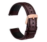 AZSHIW Compatible con correa de reloj de piel de cocodrilo 18 mm 20 mm 22 mm 24 mm Reemplazo de pulsera clásica en relieve de liberación rápida Compatible con(Dark Brown-Rosegold,20mm)