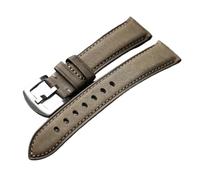AZSHIW Compatible con correa de reloj de piel de vaca hecha a mano, correa de piel de vaca negra gris marrón cepillada de 18 19 20 21 22 mm, pulsera de cuero italiano for hombre(Grey silver buckle,22m