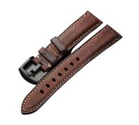 AZSHIW Compatible con correa de reloj de piel de vaca hecha a mano, correa de piel de vaca negra gris marrón cepillada de 18 19 20 21 22 mm, pulsera de cuero italiano for hombre(Maroon brack buckle,20