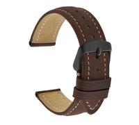 AZSHIW Compatible con correa de reloj de piel de vaca Retro, grieta natural, 18 mm, 19 mm, 20 mm, 21 mm, 22 mm, negro, marrón y gris con hebilla de acero inoxidable(Brown B-Black,17mm)