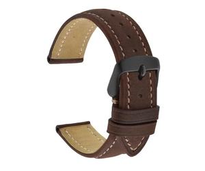 AZSHIW Compatible con correa de reloj de piel de vaca Retro, grieta natural, 18 mm, 19 mm, 20 mm, 21 mm, 22 mm, negro, marrón y gris con hebilla de acero inoxidable(Brown B-Black,17mm)