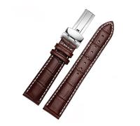 AZSHIW Compatible con correas de cuero de 20 mm y 22 mm for Casio BEM-501, 506 y 307 de la serie EDIFICE. Compatible con correas de reloj EFB-530 y MTP-1303, color negro y marrón.(Brown white-silver B