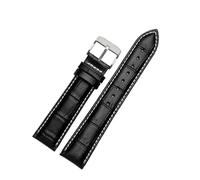 AZSHIW Compatible con correas de cuero de 20 mm y 22 mm for Casio BEM-501, 506 y 307 de la serie EDIFICE. Compatible con correas de reloj EFB-530 y MTP-1303, color negro y marrón.(Black white-silver A