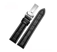 AZSHIW Compatible con correas de cuero de 20 mm y 22 mm for Casio BEM-501, 506 y 307 de la serie EDIFICE. Compatible con correas de reloj EFB-530 y MTP-1303, color negro y marrón.(Black white-silver B