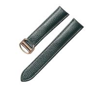 AZSHIW Compatible con correas de cuero for hombres y mujeres, en lugar de Cartier London, correa con hebilla plegable, correa London suave con guijarros(Dark green rose,18mm)