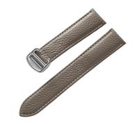 AZSHIW Compatible con correas de cuero for hombres y mujeres, en lugar de Cartier London, correa con hebilla plegable, correa London suave con guijarros(Elephant Grey,18mm)