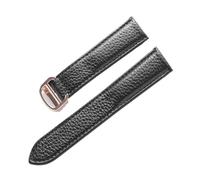 AZSHIW Compatible con correas de cuero for hombres y mujeres, en lugar de Cartier London, correa con hebilla plegable, correa London suave con guijarros(Black rose buckle,13mm)