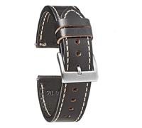 AZSHIW Compatible con correas de cuero Horween, muñequeras de cuero de caballo hechas a mano, envoltura suave marrón, 18mm, 20mm, 22mm(HB117BLK-WHT,18mm)