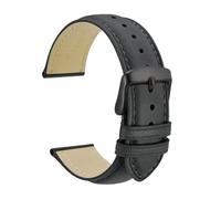 AZSHIW Compatible con correas de reloj de cuero 14mm 15mm 16mm 17mm 18mm 19mm 20mm 21mm 22mm 23mm 24mm Correa de reloj inteligente Hebilla negra(Dark Gray-Black-B,18mm)