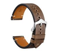 AZSHIW Compatible con correas de reloj de cuero 18 mm 20 mm 22 mm Correa de reloj Colección de cuero de plena flor Correa ajustable de liberación rápida vintage(Brown-Silver Buckle,20mm)