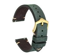 AZSHIW Compatible con correas de reloj de cuero Crazy Horse, 18 mm, 20 mm, 22 mm, compatible con Smartwatch Huawei Samsung Galaxy Gear, negro, verde y marrón(Green-Gold Buckle,22mm)