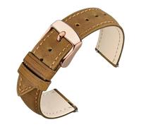 AZSHIW Compatible con correas de reloj de cuero Crazy Horse Correas de reloj vintage 18 mm 19 mm 20 mm 21 mm 22 mm Compatible con mujeres Reemplazo de liberación rápida(Tan-Rosegold,19mm)