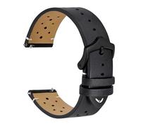 AZSHIW Compatible con correas de reloj de cuero de 18 mm, 20 mm, 22 mm, repuesto de correa de reloj vintage, liberación rápida, verde, negro, marrón, azul, unisex(Black-Black Buckle,20mm)