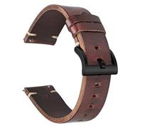 AZSHIW Compatible con correas de reloj de cuero de cadera de caballo compatibles con hombres y mujeres, correa de reloj hecha a mano de cuero Horween Chromexcel de liberación rápida suave Vintag(RED-B