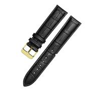 AZSHIW Compatible con correas de reloj de cuero negro de 12 mm, 14 mm, 15 mm, 16 mm, 18 mm, 19 mm, 20 mm, 21 mm, 22 mm y 24 mm.(Black gold,13mm)