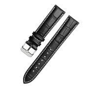 AZSHIW Compatible con correas de reloj de cuero negro de 12 mm, 14 mm, 15 mm, 16 mm, 18 mm, 19 mm, 20 mm, 21 mm, 22 mm y 24 mm.(BlackXwhite silver,13mm)