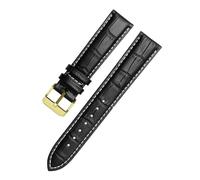 AZSHIW Compatible con correas de reloj de cuero negro de 12 mm, 14 mm, 15 mm, 16 mm, 18 mm, 19 mm, 20 mm, 21 mm, 22 mm y 24 mm.(BlackXwhite gold,13mm)