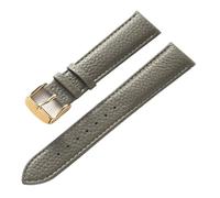 AZSHIW Compatible con cuero Patrón de litchi Correa de cuero suave Hebilla de alfiler for mujer for hombre Elefante Gris Albaricoque Púrpura Accesorios for correa de reloj(Elephant Grey Gold,18mm)