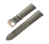 AZSHIW Compatible con cuero Patrón de litchi Correa de cuero suave Hebilla de alfiler for mujer for hombre Elefante Gris Albaricoque Púrpura Accesorios for correa de reloj(Elephant Grey Rose,18mm)