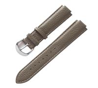 AZSHIW Compatible con cuero suave de grano de litchi Convexo Gris elefante Verde oliva Correa de cuero con globo azul Cartier de repuesto for damas y hombres(Elephant Grey,20X12mm)