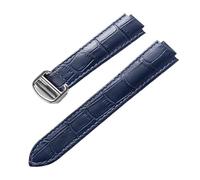 AZSHIW Compatible con el reloj de repuesto Cartier de cuero con forma de globo azul y correa plegable en relieve de piel de becerro for hombres y mujeres, grande, mediano y pequeño.(Royal blue,16X9mm)