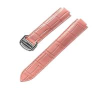 AZSHIW Compatible con el reloj de repuesto Cartier de cuero con forma de globo azul y correa plegable en relieve de piel de becerro for hombres y mujeres, grande, mediano y pequeño.(Peach pink,22X14mm