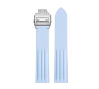 AZSHIW Compatible con la correa de reloj Cartier Roadster W6206018 Quick Releae Fluoro Rubber(Sky Blue-Buckle 2)