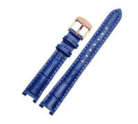 AZSHIW Compatible con Rossini 516752 616764 517784 5758G Cadena de reloj muesca Correa cuero vaca Pulsera roja Hombres Mujeres 14 mm 16 18(Blue-rose gold,18-10mm)