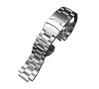 AZSHIW Compatible con Timex Tidal TW2R55500 T2N720 T2N721 T2N739 Correa de reloj de acero inoxidable sólido for hombre 24x16 mm Pulsera plateada y negra(A-silver)