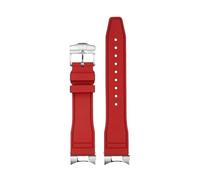 AZSHIW Compatible con Tudor Black Bay Small Monster Timing M79363 M79360 Correa de reloj de cabeza curvada con grano Correa de caucho FKM Correa de caucho fluorado 21 mm 22 mm(Red-silver,22mm)