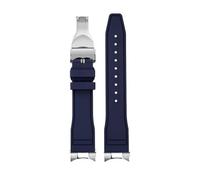 AZSHIW Compatible con Tudor Black Bay Small Monster Timing M79363 M79360 Correa de reloj de cabeza curvada con grano Correa de caucho FKM Correa de caucho fluorado 21 mm 22 mm(A-blue-silver,21mm)