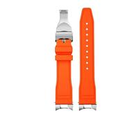 AZSHIW Compatible con Tudor Black Bay Small Monster Timing M79363 M79360 Correa de reloj de cabeza curvada con grano Correa de caucho FKM Correa de caucho fluorado 21 mm 22 mm(A-orange-silver,22mm)