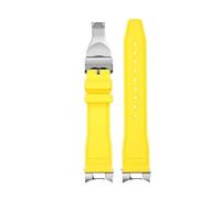 AZSHIW Compatible con Tudor Black Bay Small Monster Timing M79363 M79360 Correa de reloj de cabeza curvada con grano Correa de caucho FKM Correa de caucho fluorado 21 mm 22 mm(A-yelllow-silver,21mm)