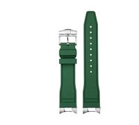 AZSHIW Compatible con Tudor Black Bay Small Monster Timing M79363 M79360 Correa de reloj de cabeza curvada con grano Correa de caucho FKM Correa de caucho fluorado 21 mm 22 mm(Green-silver,21mm)
