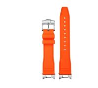 AZSHIW Compatible con Tudor Black Bay Small Monster Timing M79363 M79360 Correa de reloj de cabeza curvada con grano Correa de caucho FKM Correa de caucho fluorado 21 mm 22 mm(Orange-silver,22mm)