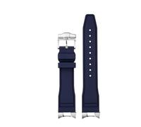 AZSHIW Compatible con Tudor Black Bay Small Monster Timing M79363 M79360 Correa de reloj de cabeza curvada con grano Correa de caucho FKM Correa de caucho fluorado 21 mm 22 mm(Blue-silver,21mm)