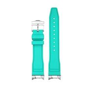 AZSHIW Compatible con Tudor Black Bay Small Monster Timing M79363 M79360 Correa de reloj de cabeza curvada con grano Correa de caucho FKM Correa de caucho fluorado 21 mm 22 mm(Wathet-silver,22mm)
