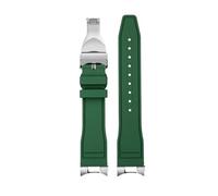AZSHIW Compatible con Tudor Black Bay Small Monster Timing M79363 M79360 Correa de reloj de cabeza curvada con grano Correa de caucho FKM Correa de caucho fluorado 21 mm 22 mm(A-green-silver,22mm)