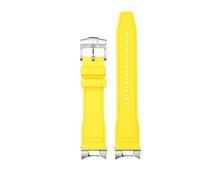 AZSHIW Compatible con Tudor Black Bay Small Monster Timing M79363 M79360 Correa de reloj de cabeza curvada con grano Correa de caucho FKM Correa de caucho fluorado 21 mm 22 mm(Yelllow-silver,21mm)