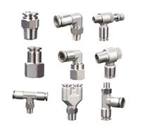 AZSHIW Conectores neumáticos de ajuste liberación rápida 304 inoxidable PCF PL PLF SL PC PB 1/8 1/4 1/2 BSP Empuje en accesorios manguera(12-02 (12mm-1l4),PCF)
