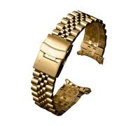 AZSHIW Correa de acero inoxidable 316L compatible con Jubilee Watch, correa de extremo curvo de 18/19/20/21/22/24/26 mm, accesorios de pulsera de lujo.(Gold,24mm)