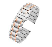 AZSHIW Correa de acero macizo unisex compatible con Longines, Tissot, Casio, Citizen, hebilla de mariposa de metal, 18 mm, 20 mm, 21 mm, 22 mm y 24 mm.(Silver Rose Gold,22mm)