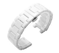 AZSHIW Correa de cerámica con muescas for reloj compatible con la correa de moda GC pasha de 16 x 10 mm, 18 x 11 mm, 20 x 12 mm y 20 x 11 mm.(White,16x 9mm)